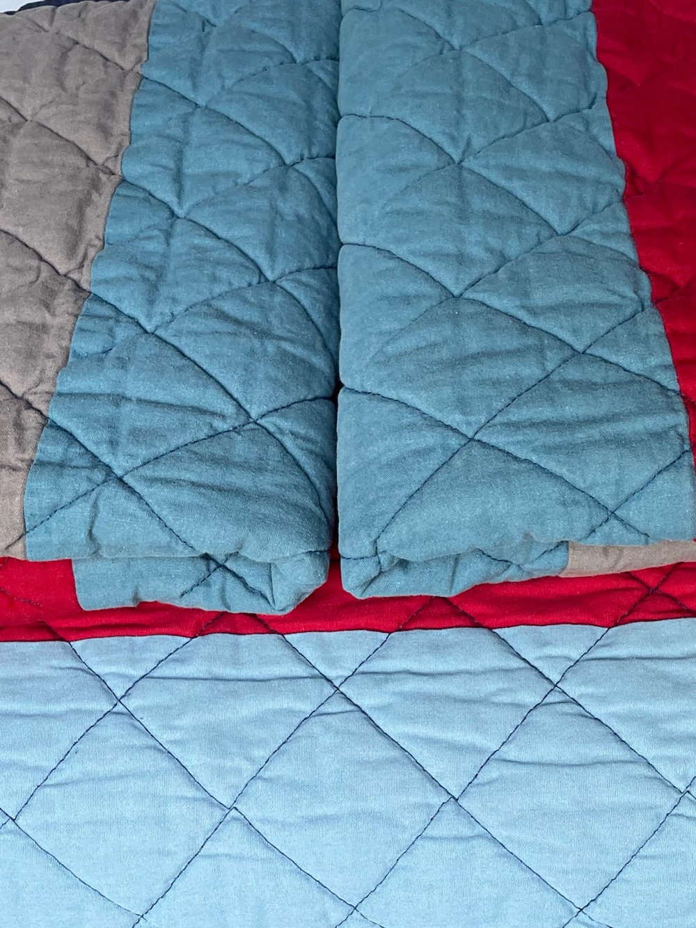 Pottery Barn Kids Block Stripe Quilt Set F/Q